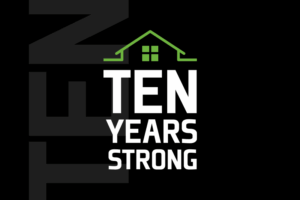 "TEN YEARS STRONG" underneath a Performance-brand roof.